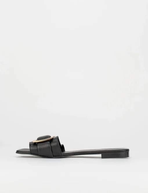 Ciabatte passeggio tacco 1 cm nero pelle