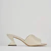 Ciabatte tacco 6cm beige pelle