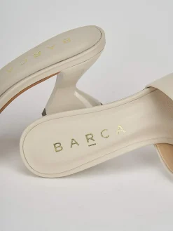 Ciabatte tacco 6cm beige pelle