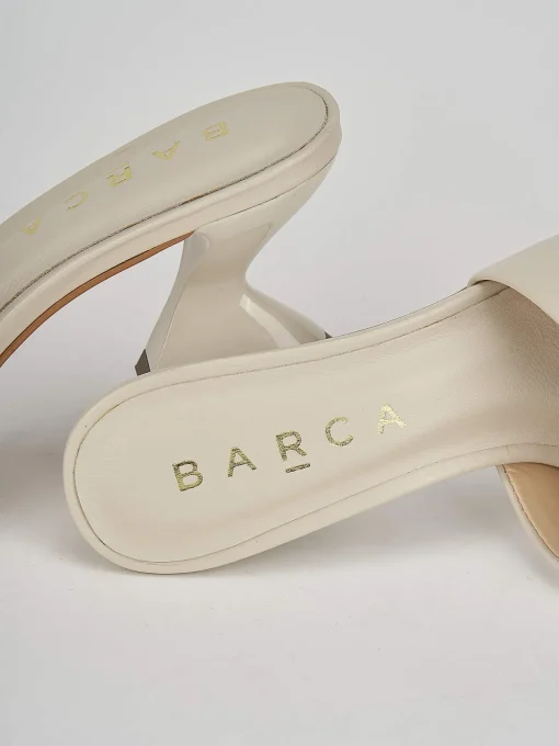 Ciabatte tacco 6cm beige pelle