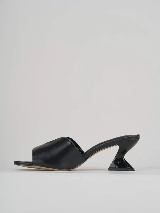 Ciabatte tacco 6cm nero pelle