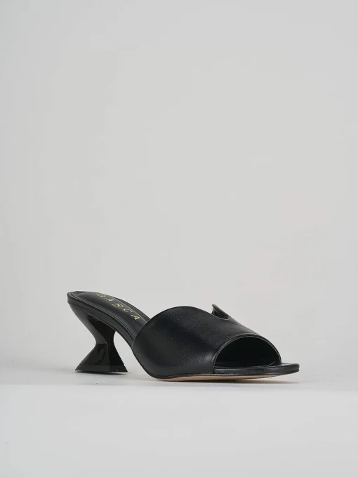 Ciabatte tacco 6cm nero pelle