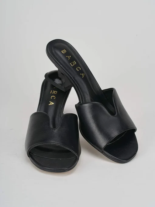 Ciabatte tacco 6cm nero pelle