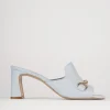 Ciabatte tacco 7cm pelle azzurro