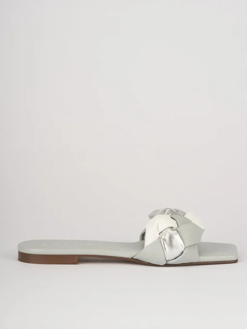 Ciabatte tacco 1cm pelle azzurro