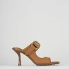 Ciabatte tacco 9cm pelle marrone