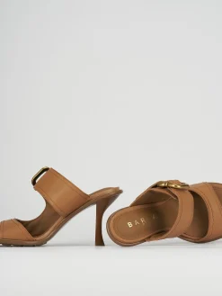 Ciabatte tacco 9cm pelle marrone