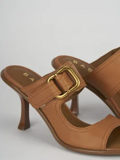 Ciabatte tacco 9cm pelle marrone