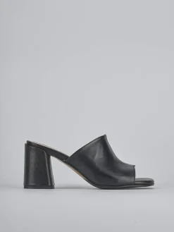 Ciabatte tacco 7cm pelle nero