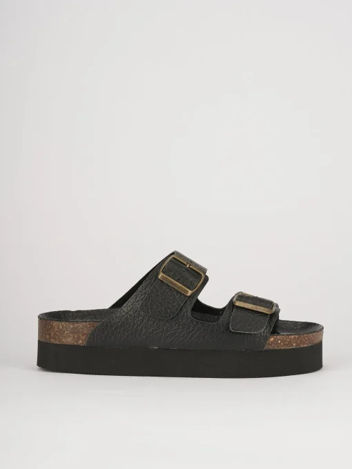 Ciabatte tacco 2cm pelle nero