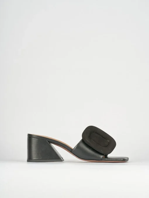 Ciabatte tacco 6cm pelle nero