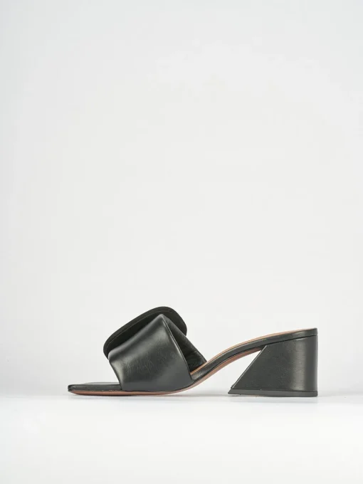 Ciabatte tacco 6cm pelle nero