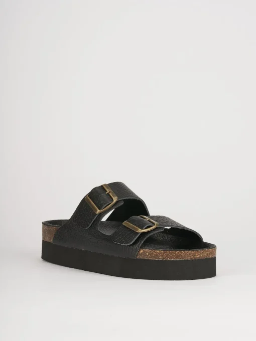 Ciabatte tacco 2cm pelle nero