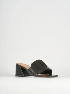 Ciabatte tacco 6cm pelle nero