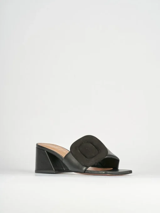 Ciabatte tacco 6cm pelle nero