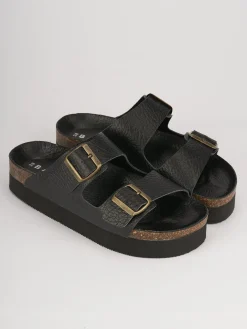 Ciabatte tacco 2cm pelle nero