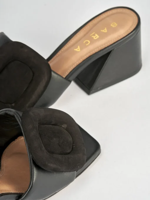 Ciabatte tacco 6cm pelle nero