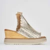 Ciabatte tacco 8cm pelle oro