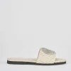 Ciabatte tacco 1cm tessuto beige