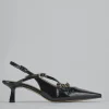 Décolleté e slingback tacco 7cm vernice nero