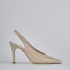 Décolleté e slingback tacco 9cm vernice marrone