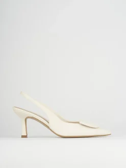 Décolleté e slingback tacco 7cm pelle bianco