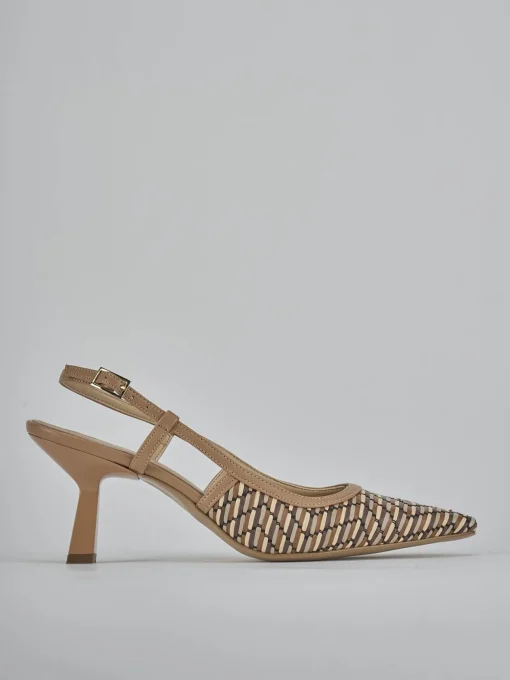 Décolleté e slingback tacco 7cm pelle beige