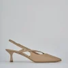 Décolleté e slingback tacco 5cm pelle marrone