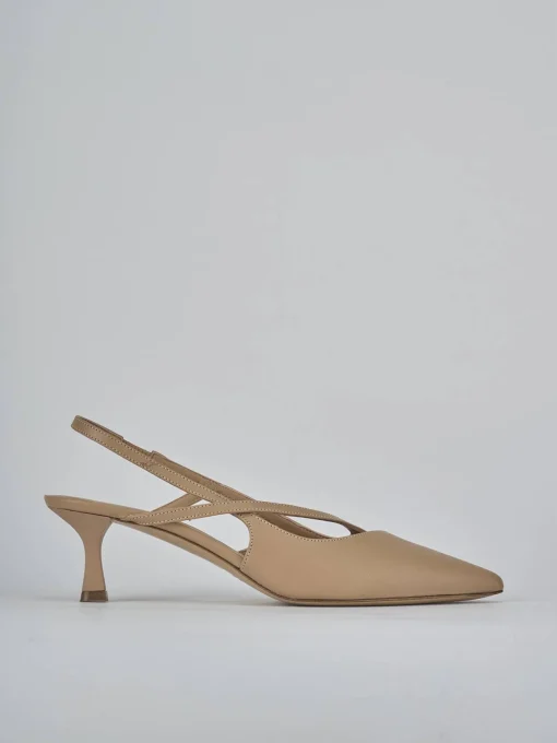 Décolleté e slingback tacco 5cm pelle marrone
