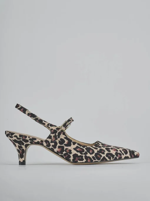 Décolleté e slingback tacco 4cm pelle multicolor