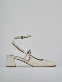 Décolleté e slingback tacco 5cm pelle beige