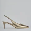 Décolleté e slingback tacco 7cm pelle oro