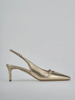 Décolleté e slingback tacco 7cm pelle oro