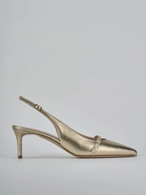 Décolleté e slingback tacco 7cm pelle oro