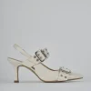 Décolleté e slingback tacco 7cm vernice bianco