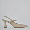 Décolleté e slingback tacco 7cm pelle beige