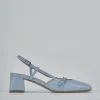 Décolleté e slingback tacco 5cm pelle azzurro