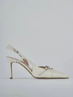 Décolleté e slingback tacco 7cm pelle bianco
