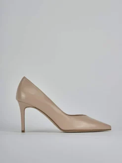 Décolleté e slingback tacco 7cm pelle marrone