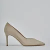 Décolleté e slingback tacco 7cm camoscio beige