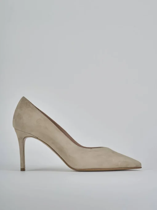 Décolleté e slingback tacco 7cm camoscio beige