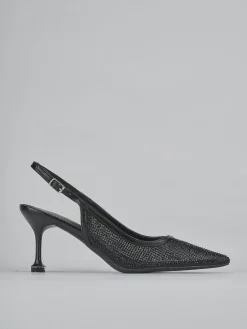 Décolleté e slingback tacco 6cm pelle nero