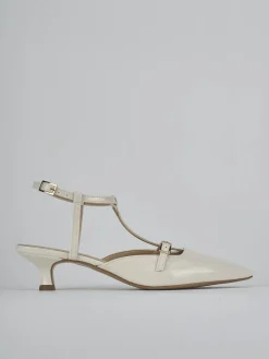 Décolleté e slingback tacco 4cm vernice bianco