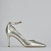 Décolleté e slingback tacco 7cm laminato oro