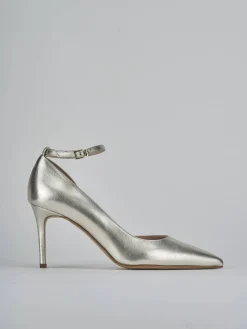 Décolleté e slingback tacco 7cm laminato oro