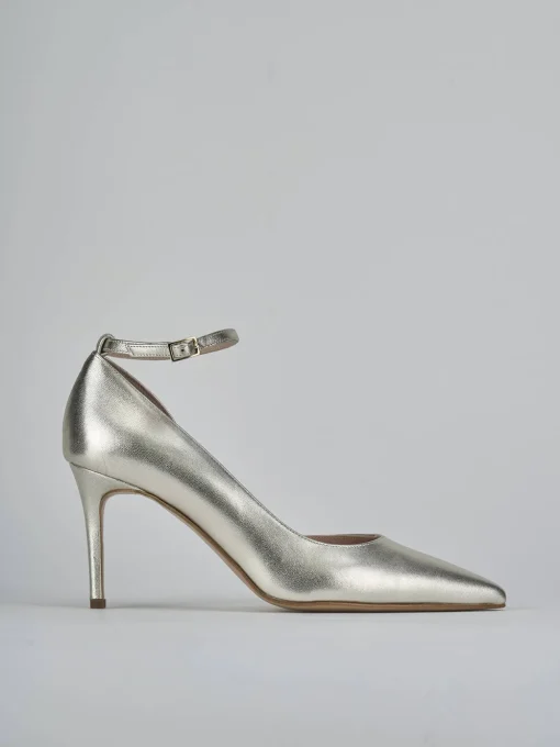 Décolleté e slingback tacco 7cm laminato oro