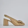 Décolleté e slingback tacco 8cm pelle marrone