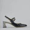 Décolleté e slingback tacco 5cm vernice nero