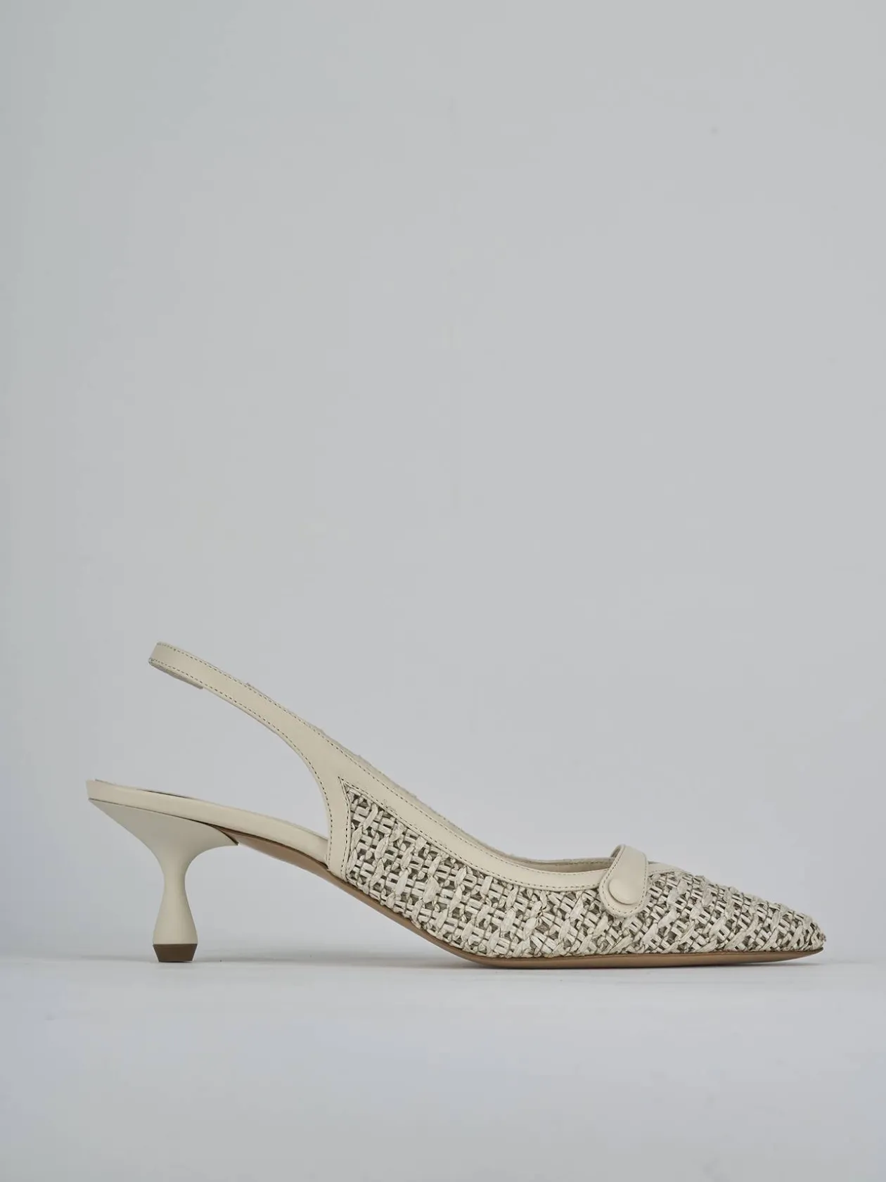 Décolleté e slingback tacco 5cm pelle beige