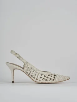 Décolleté e slingback tacco 7cm pelle bianco